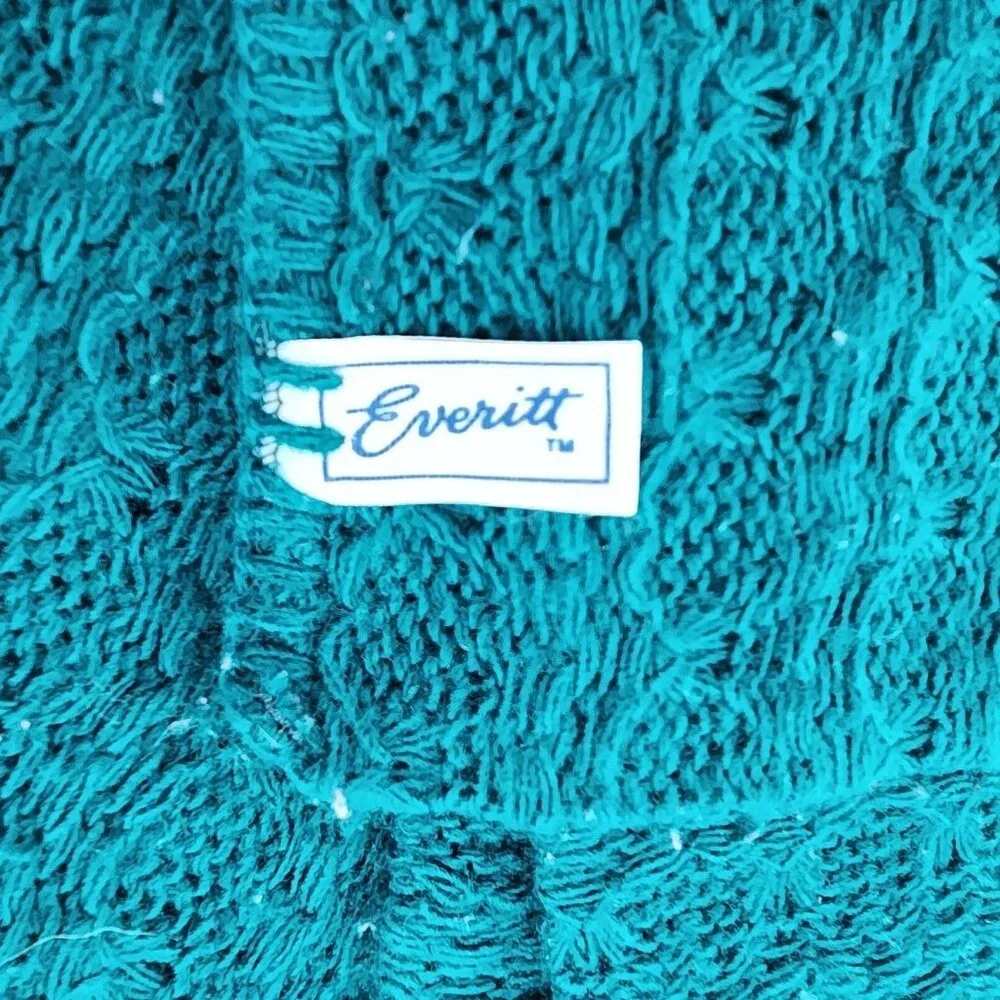 Vtg‎ Everitt Set of 2 Knit Scarf/Hat with Faux Fur Trim Blue/Black 100% Acrylic